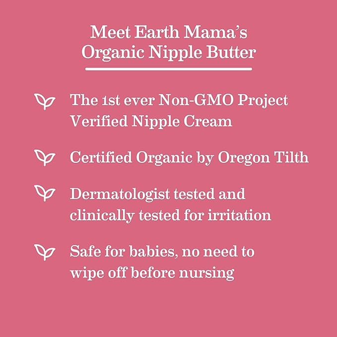 Organic Nipple Butter Breastfeeding Cream by Earth Mama | Lanolin-free, Postpartum Essentials Safe for Nursing, Non-GMO Project Verified, 2-Fluid Ounce