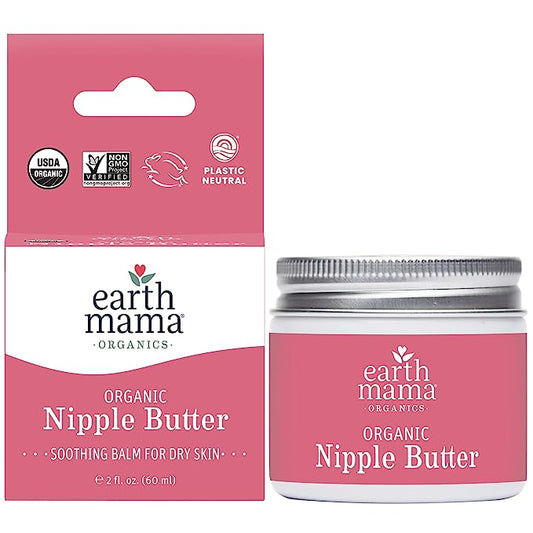 Organic Nipple Butter Breastfeeding Cream by Earth Mama | Lanolin-free, Postpartum Essentials Safe for Nursing, Non-GMO Project Verified, 2-Fluid Ounce